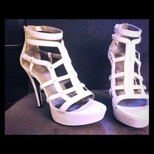 White Leather Gladiator Sandals
